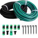 Customizable Soaker Hose System - 1/2 inch x 50ft Soaker Hose with 25ft Garden Hose, Irrigation Weeping Hose with Reinforced Fittings for Raised Garden Flower Bed, Vegetables and Shrub Plants.