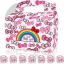 CNMOAOAGS 12Pcs Cartoon Cat Happy Birthday Decorations, Pink Bow tie Birthday Party Favor Gift Boxes for Girls Party Theme Supplies