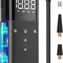 Tire Inflator Portable Air Compressor, Air Pump for Car Tires, Cordless Air Compressor 120 PSI - One Click Smart, Tire Pump for Car, Motorcycle, Bicycle, Balls, with Pressure Gauge, LED Light (Black)