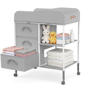 Portable Baby Changing Table Foldable Diaper Changing Station with Drawers