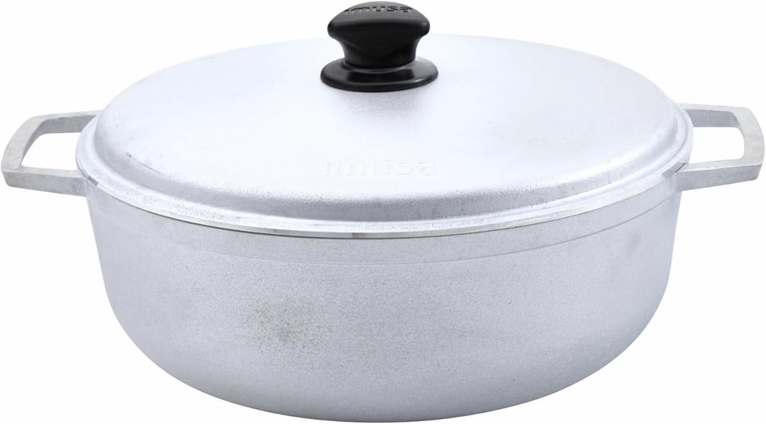 IMUSA 7.5 Quart Traditional Natural Made in Colombia Caldero with Lid for Cooking and Serving, Silver