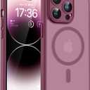 TOCOL Magnetic for iPhone 14 Pro Max Case, Upgraded Full Camera Protection, Compatible with Magsafe, Drop Protection, Translucent Matte Back Phone Cover 6.7 inchPlum