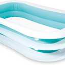 Intex 56483EP Inflatable 8.5' x 5.75' Swim Center Family Pool for 2-3 Kids, Backyard Splash Pool for Children 6+ Years Old, 198-Gallons, Blue & White