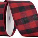 MEEDEE Black Red Checkered Christmas Decor Ribbon 2-1/2 Inch Wide 10 Yards Wired for Bows, Wreaths, Gift Wrap, Holiday Crafts, Farmhouse Decor