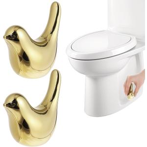 2 Pcs Toilet Bolt Caps Ceramic Gold Bird Replacement Toilet Screw Cover Caps Bathroom Decorative Toilet No Need to Cut The Bolt and No Tools Required - Universal Fit