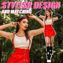 4 Pcs Y2k Star Leg Warmers for Girls Arm Warmers Streetwear Set Include Star Necklace Silver Bracelet Y2k Accessories Kawaii Gyaru Aesthetic Harajuku Jewelry Accessories for Girl Women (Black)