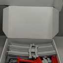 34 Pieces Train Bridge Track, Classic Railway Track with 12 Curved Tracks, 12 Straight Tracks and Bridge Tracks - Compatible with All Major Brands, Toy Track Accessory for Kid, Light Grey