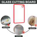 2 x 12"x8" Small Clear Tempered Glass Cutting Board,Non-Slip Dishwasher Safe Heat & Shatter Resistant Cutting Board for Kitchen Countertop Meal Prep (Red-Small)