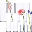 Amazing Abby - Viola Elevata - Plastic Cylinder Vases (8-Piece Set), Acrylic Flower Vases for Wedding Centerpieces, Home Decorations, Office Ornaments, Shatter-Proof, 9" (H) (Not Glass)