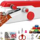 Handheld Sewing Machine, Mini Portable Sewing Machine for Beginners, Electric Fast Stitching, DIY Fabric Clothes Repair Kit, Home Travel Mending Machine with Accessories (Red)