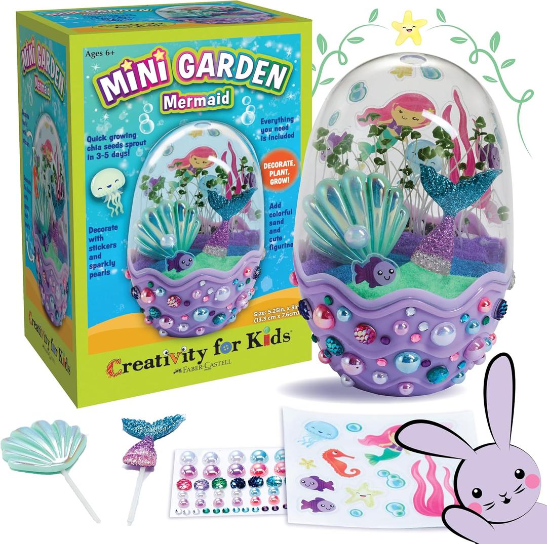 Creativity for Kids Mini Garden: Mermaid Terrarium Kit - Mermaid Gifts for Girls, Crafts and Toys, Easter Basket Stuffers for Kids (Ages 6+)