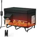 26'' XL Collapsible Heated Cat House - Metal Frame, 100% Insulated Waterproof Outdoor Stray Cat Shelter with Heating Pad & Escape Door, Adjustable Heat & Timer, Warm Shelter for Cats, Black