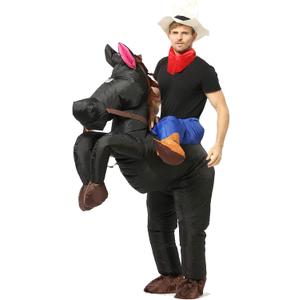 FUNNY COSTUMES Inflatable Riding Horse Costume,Blow Up Suit,One Size Fits Most Adults for Party,Halloween,Carnival (Black)
