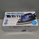 Hamilton Beach 2-in-1 Steam Iron for Clothes and Garment Steamer with 5 Temperature Settings, Nonstick Soleplate, 1200 Watts, 8 Cord, Black & Blue (14525F)
