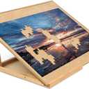 Becko US Puzzle Board with 2 Angle Adjustable Bracket/Stand, Wooden Puzzle Table with Premium Smooth Flannel Surface, Lightweight & Portable, Used Horizontally/Vertically for 1000 Piece Jigsaw Puzzles