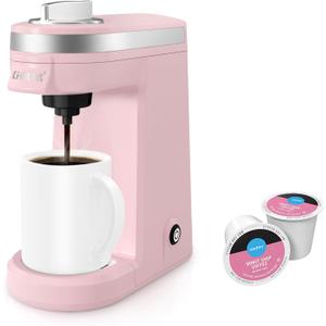 CHULUX Mini Coffee Maker for K Capsule, Single Serve Coffee Maker for One Cup Americano, Lightweight Pod Coffee Machine, Dusty Rose