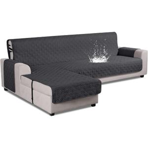 VANSOFY Upgraded Sectional Couch Covers 100% Waterproof L Shaped Sofa Slipcover Reversible Chaise Lounge Cover for Sectional Sofa Furniture Protector Cover for Pets Dog Cat(Large, Charcoal Gray)