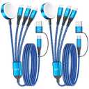 Multi Charging Cable with Dual Type-C Ports, 4 in 2 USB A/C Charing Cord for Apple Watch Charger/iPhone Charger/L Port, 5FT 2Pack iWatch Cable Travel Essentials for iWatch/iPhone 17-11/Android