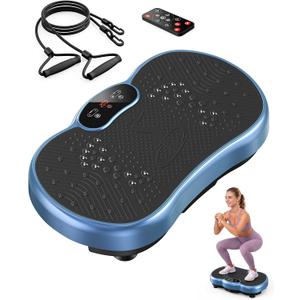 HTM Vibration Plate Exercise Machine, 9 Modes & 120 Speeds, Body Shake Plate with Resistance Bands Slot & Remote Control, Shake Board for Weight Loss Fat Burner Home Fitness Workout