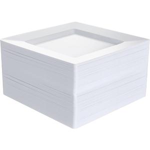 100 PCS White Plastic Dinner Plates, 9.5" Square Heavy-Duty Disposable Plates Dessert Plates Serving Dishes for Wedding, Party, Easter, Christmas