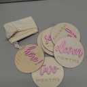 3D Baby Monthly Milestone Card Signs Baby Announcement Sign 7 Pack Double Sided Hello World Newborn Signs Wooden Circles Discs for Welcome Newborn Shower Boy Girl Photo Props(Pink)