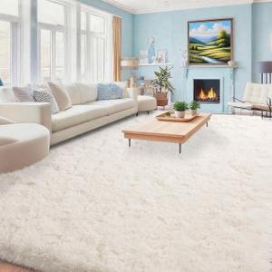 Mugorn Area Rugs 10x14 Living Room, Large Fluffy Cream White Area Rugs for Bedroom, Soft Carpet Shag Kids Room Rug, Non-Slip Fuzzy Rugs Indoor (10ft x 14ft, Cream White)