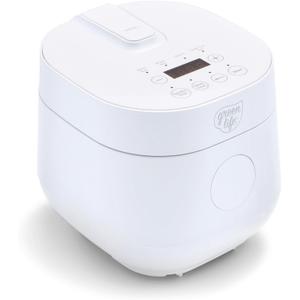 GreenLife Digital Rice & Beans Cooker, 2-Cups Uncooked/4-Cups Cooked, Removable Nonstick Ceramic PFAS-Free Pot, One-Touch Presets, Oats, Quinoa, Brown Rice, Auto Keep Warm, Fuzzy Logic Tech, 1.5 QT, White