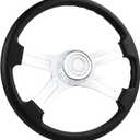 18" Truck Steering Wheel, 4-spoke Aluminium Chrome Truck Steering Wheel for Semi-Trailers, TrucksPU Foam Material