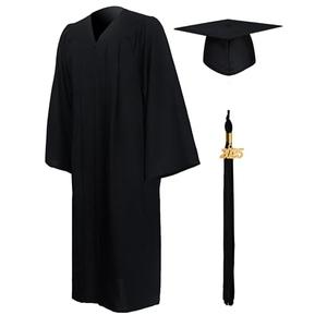 GraduationMall Matte Graduation Gown   2025 for High School and Bachelor Black 51(5'6"-5'8") (Missing Stick)