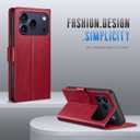 SUANPOT Compatible with iPhone 17 Pro 6.3" Wallet case with RFID Blocking Credit Card Holder,Flip Book PU Leather Protective Cover Men Women for Apple 17 Pro Phone case Red Color