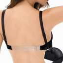 YBCG Women's Backless Bra with Clear Back Straps Plunge Convertible Push Up Padded Add A Cup Low Cut Underwire Bras for Women Black 34B (Black)
