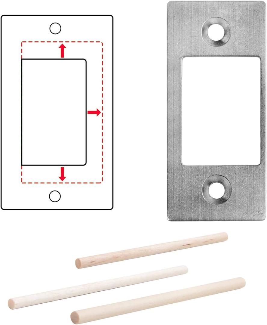 Deadbolt Restorer Strike Plate, Fix Dead Bolt Misalignment/Sticking/Jamming, Large Hole and Narrow Edge Frame Striker for Door Latch (1, Silver)