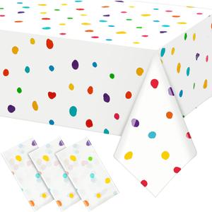 Mindsoft 3 Pcs Colorful Painted Dots Tablecloth Disposable Rainbow Cream Polka Dot Tablecloth Modern Art Table Cover for Picnic Wedding Birthday Tea Party Decoration