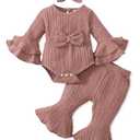 SUNNY PIGGY Newborn Baby 0-3 Months Girl Clothes Newborn Girl Outfits Pink Infant Fall Winter Outfits With Headband