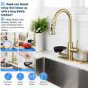 Pull Down Kitchen Faucet with Glass Rinser, 3 Spray Modes, Brushed Gold | stainless steel, high pressure glass rinser, 3 or single hole install, high arc spout, fits bar RV & farmhouse sinks