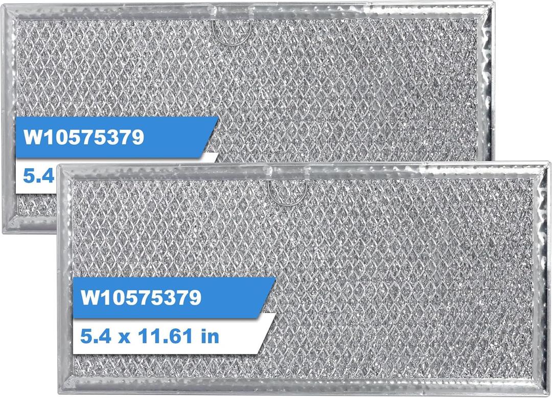W10575379 Range Hood Grease Filters Compatible with Whirlpool, 12-Layer Aluminum Mesh Downdraft Vent Hood Filter Replacement For W11190170, 5.4 x 11.61 x 0.1 Inch - 2 Pack