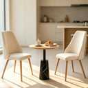 Mid-Century Modern Dining Chairs Set of 2 Beige Velvet Upholstered High Back Accent Chairs with Solid Sturdy Legs Ergonomic Curved Backrest Kitchen Chairs for Dining Room/Kitchen, 35.1 x 20.1 x 19.1 inches