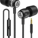 Ludos Clamor Wired Earbuds in-Ear Headphones, Earphones with Microphone, Noise Isolating Ear Buds for School, Kids, Women, Small Ear (Black)