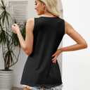 Zeagoo Women's Summer Tank Tops 2026 Pleated Square Neck Loose Fit Casual Flowy Tunic Sleeveless Shirts (Black)