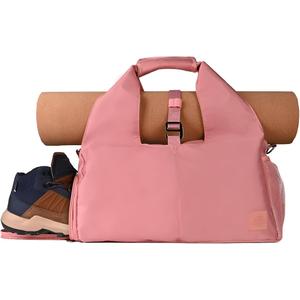 Yoga Bags for Women with Yoga Mat Bags Carrier Carryall Polyester Tote Bag for Pilates Shoulder for Travel Office Beach Workout (Pink)