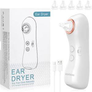 Ear Dryer, Rechargeable Ear Water Remover with Light, Electronic Warm Air Ear Drying Device for Swimming, Showering, Surfing, Diving, Hearing Aid Use (Ear Pressure Relief Device with 3 Tips)