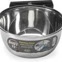 MidWest Homes for Pets Snap'y Fit Stainless Steel Food or Water Bowl, Holds 1 Quart, Mounts to Wire Crates, No-Tip Design, Rust-Resistant, for Dogs and Cats (Silver)