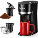 Horavie Small Single Serve Coffee Maker for K Cup and Grounds, Fast Brew One Cup Coffee Machine with One Button, 6 to 12 oz. Brew Sizes, Perfect for Home and Travel, Black