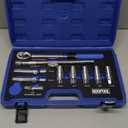 12pc Magnetic Spark Plug Socket Set with Installation Tube, 3/8" Click Torque Wrench, Spark Plug Gap Tool, Magnetic Swivel Sockets, U Joint and 10" Extension Bar 12pcs