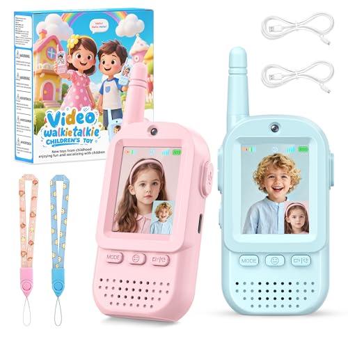 Video Walkie Talkies for Kids 2 Pack – Rechargeable Kids Walkie Talkies Intercom Toys for Age 3-12 Year Old Boys Girls, HD Camera & Voice Changer, 2'' Screen, Outdoor Play Camping Hiking Family Games
