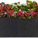 LEWIS&WAYNE Large Rectangular Block Planter Box Handmade Wicker Tall Planters for Outdoor Plants with Removable Liners Modern Planter for Indoor Outdoor Patio Deck - Black, 30''x12''x16''