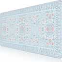 HAOCOO Floral Desk Mat for Keyboard and Mouse, Large Laptop Mouse Pad, Waterproof Makeup Mat, Cute Desktop Mat for Home, Desk Skirts for Teacher Desk, Desk Mat for Dorm(Blue)