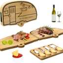 Camping Cheese Board and Knife Set Foldable Bamboo Charcuterie Boards Gift Unique Cheese Cutting Board Birthday Gifts for Mom Dad House Warming Gifts for Women Men Wedding Gifts for Couple