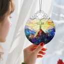 Christian Cross Stained Glass Ornament | Christmas Ornament | Christmas Tree Ornaments - Christian Home Decor  Religious Gifts, Xmas Gifts & Holiday Present, Easter Faith Cross Decor