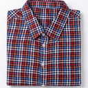 Mens Gingham Button Down Shirt Long Sleeve Dress Shirts Business Casual Shirts with Pockets (Large, Red/Blue)